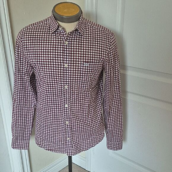 Lacoste Burgundy and White Checkered Shirt - Picture 1 of 16